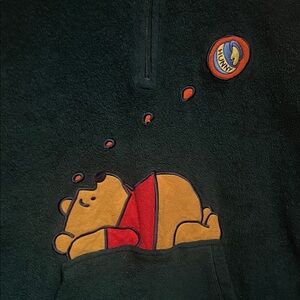 Dark Green Winnie The Pooh Partial Zip 18W/20W Hoodie